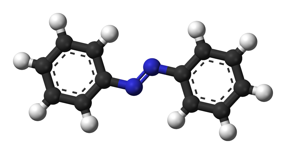 Kugel-Stab-Modell von trans-Azobenzol.